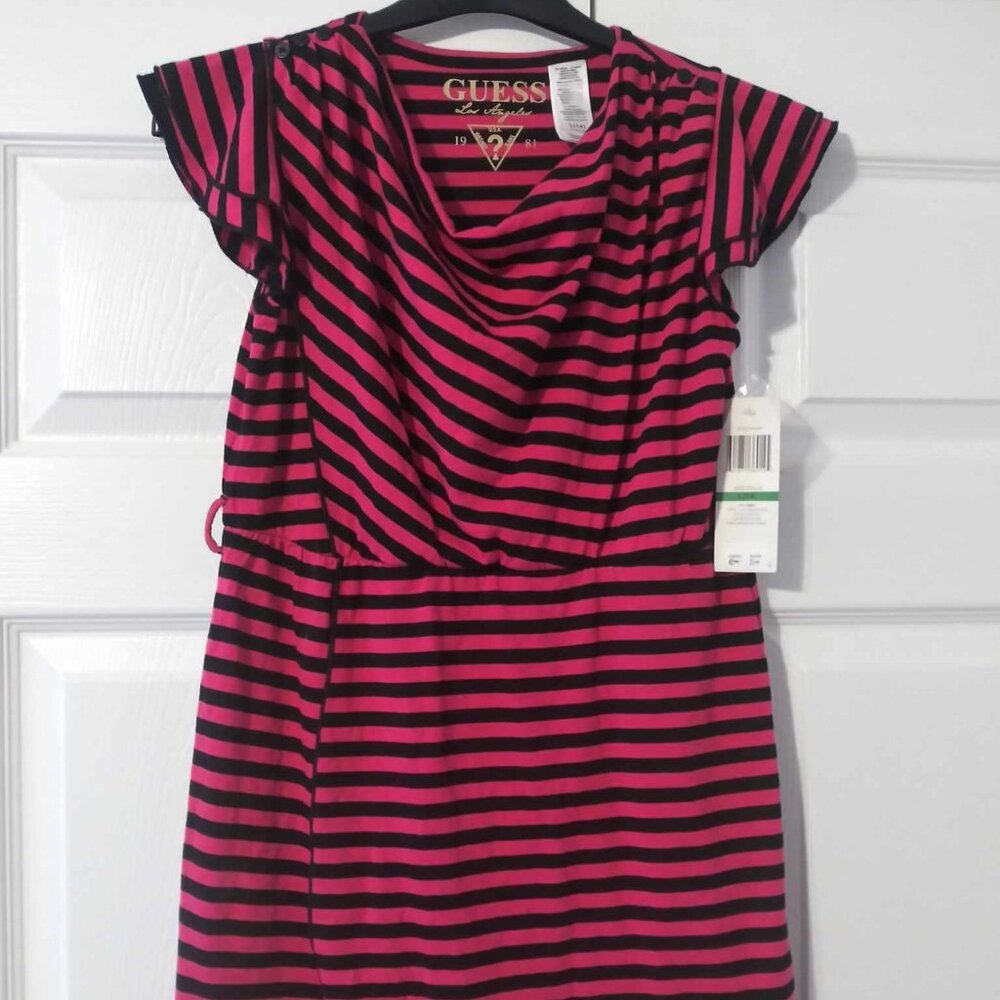Guess Dress Pink and Black Sz L (14) NEW